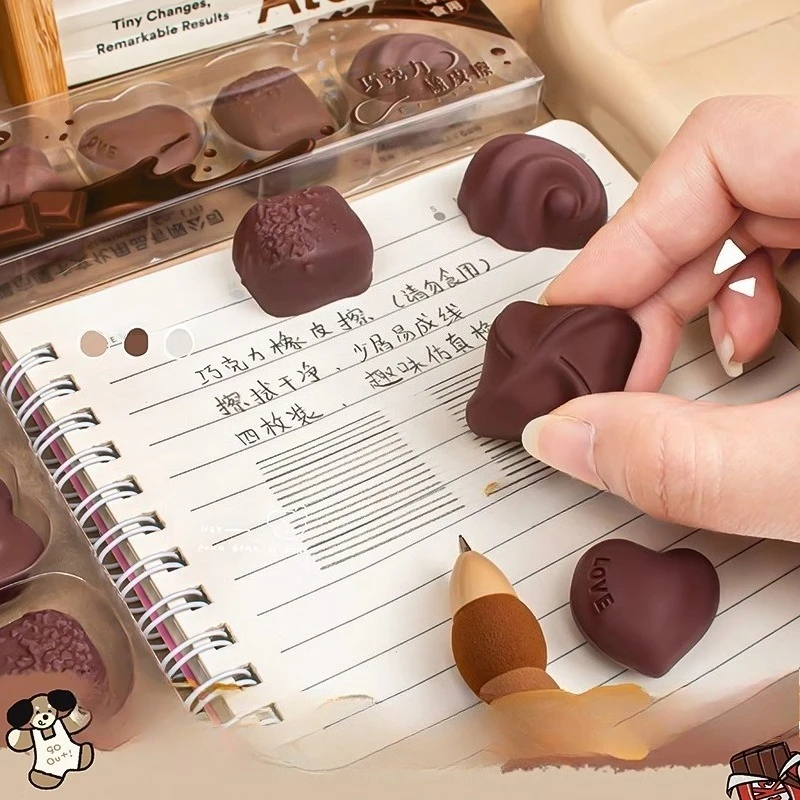 카라멜 초콜릿 토스트 빵 비스킷 지우개 모조 음식 모양 재미있는 창의적인 학생용 지우개 사무실 학교 용품