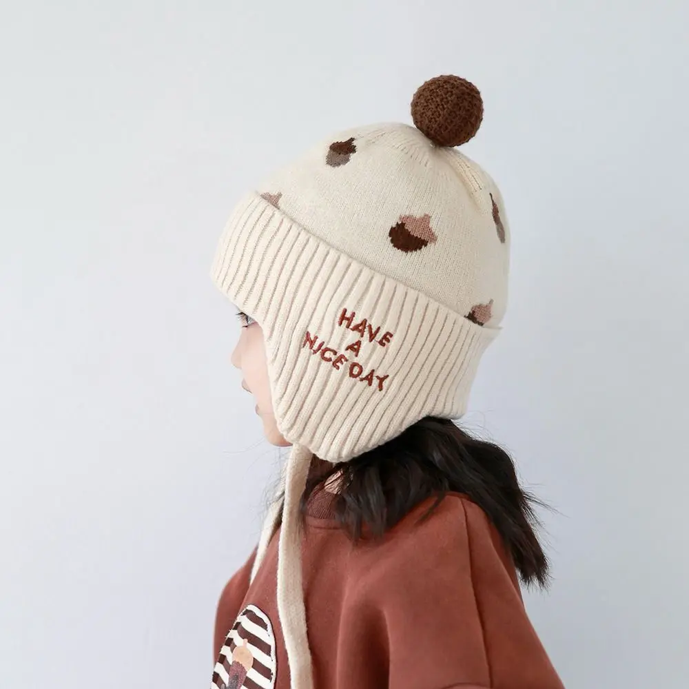 Fleece Lining Winter Baby Crochet Hat Windproof Soft Toddler's Plush Knitted Cap Breathable Thermal Kids Ear Protection Hat