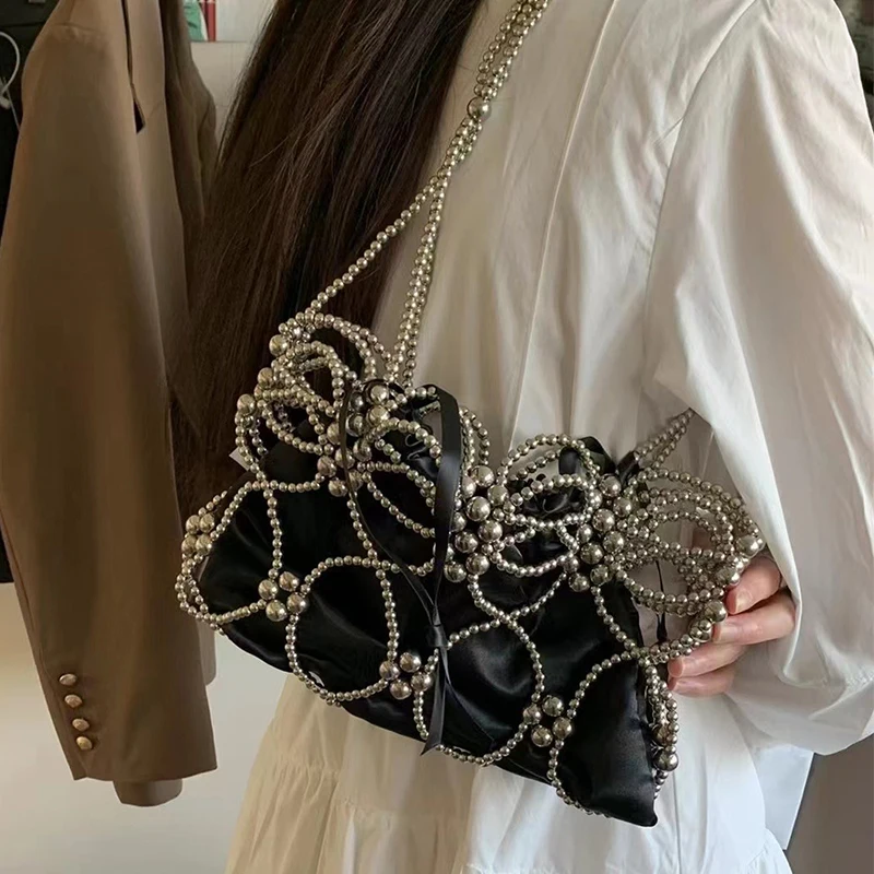 

Special Design Women Hollow Out Beaded Bag Fashion Handbags Lady Evening Shoulder Bag