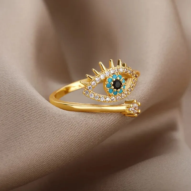 Finger Rings Fashion Rings Fashion Ring Couple Rings Stainless Steel Rings Metal Rings Silver Plated Evil Eye Rings for Women Stainless Steel Turkish Lucky Demon Eye Couple Ring Vintage Emo Jewelry Anillos Mujer