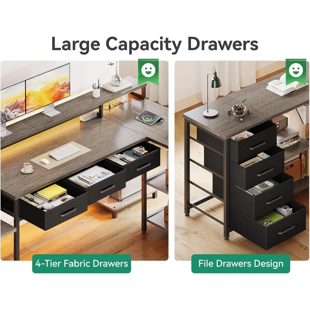 79" L Shaped Desk, L Shaped Computer Desk with 2 Power Outlets & Monitor Shelf, Home Office Desk with Storage Shelves, Reversib 5