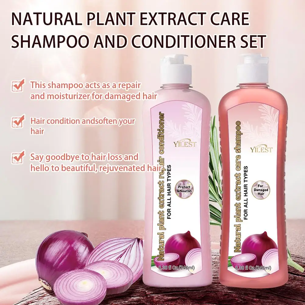 2pc Onion Biotin Rosemary Shampoo Care Set Free Hydroxybenzoate Silicone Shampoo Conditioner For All Hair Types Hair Care Shamp