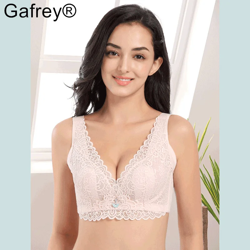

Gafrey Plus Size Push up Ultra thin Sexy Full Lace Coverage Flower Adjustable Bras Intimates Fashion 75-105 B C D Cup Big Size