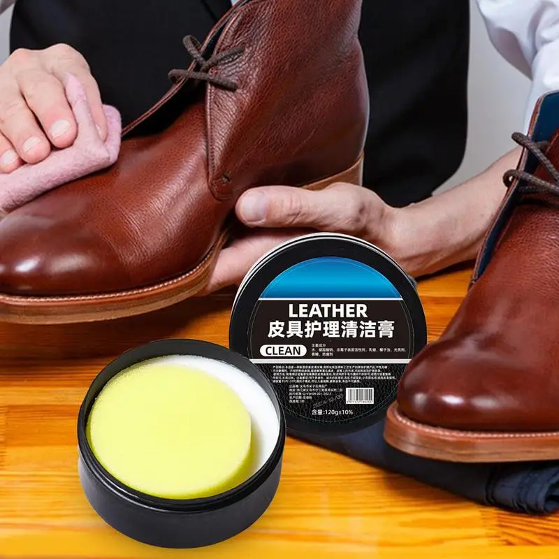 Car Leather Interior Cleaner 120g Leather Care Cleaning Paste Conditioner Shoes and Furniture Repair Kit