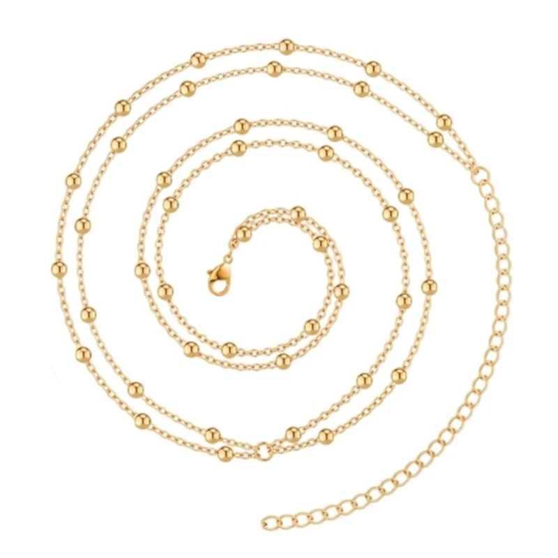 39BD Perlen Taillengürtel Metallic Kette ausführlicher Taillengürtel für Jeanskleider