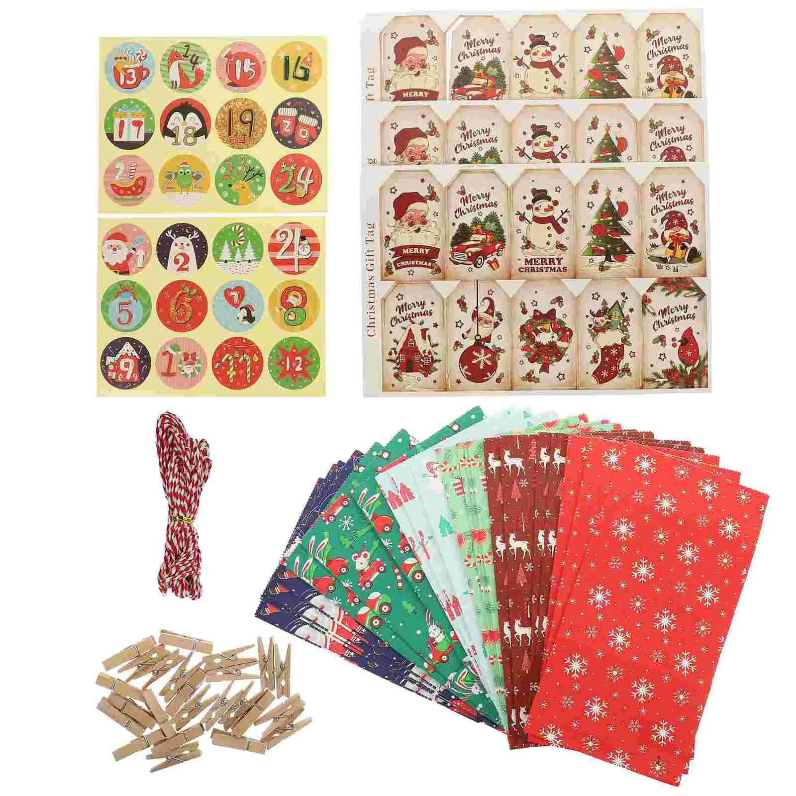 

Christmas Paper Bag Small Candy Bags Favors Snack Calendar Gift for Party Goodie Cookie