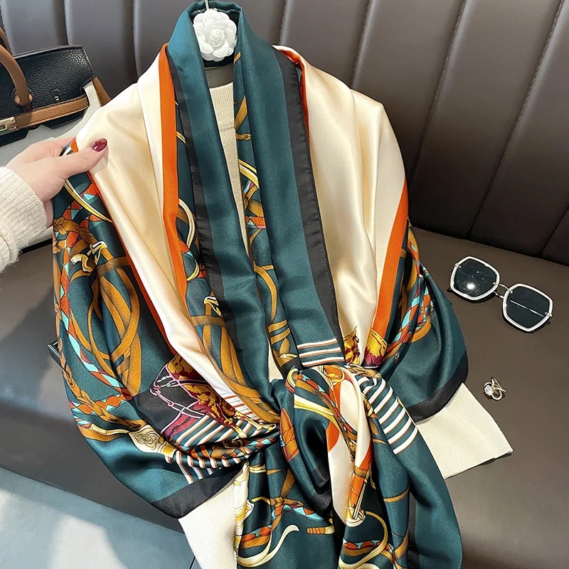 2024 Ladies Spring/Summer Euro-American Style 100% Silk Scarf with Elegant and Stylish Decoration with Sun Protection Headscarf