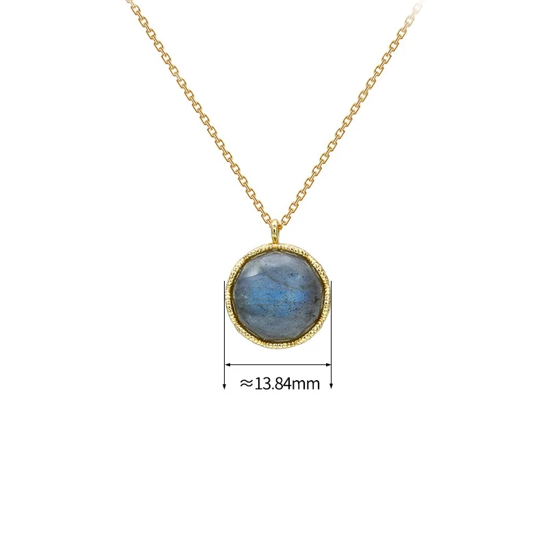 MoBuy Vintage Natural Labradorite Necklace Genstone Blue Stone Pendant 925 Sterling Silver Chain For Women k Gold Plated NI164