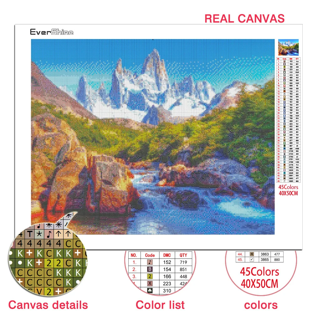 Diamond painting EverShine Mountain Diamond Painting Picture Rhinestone Full Square Lake Cross Stitch Nature Embroidery Landscape Mosaic Wall Art