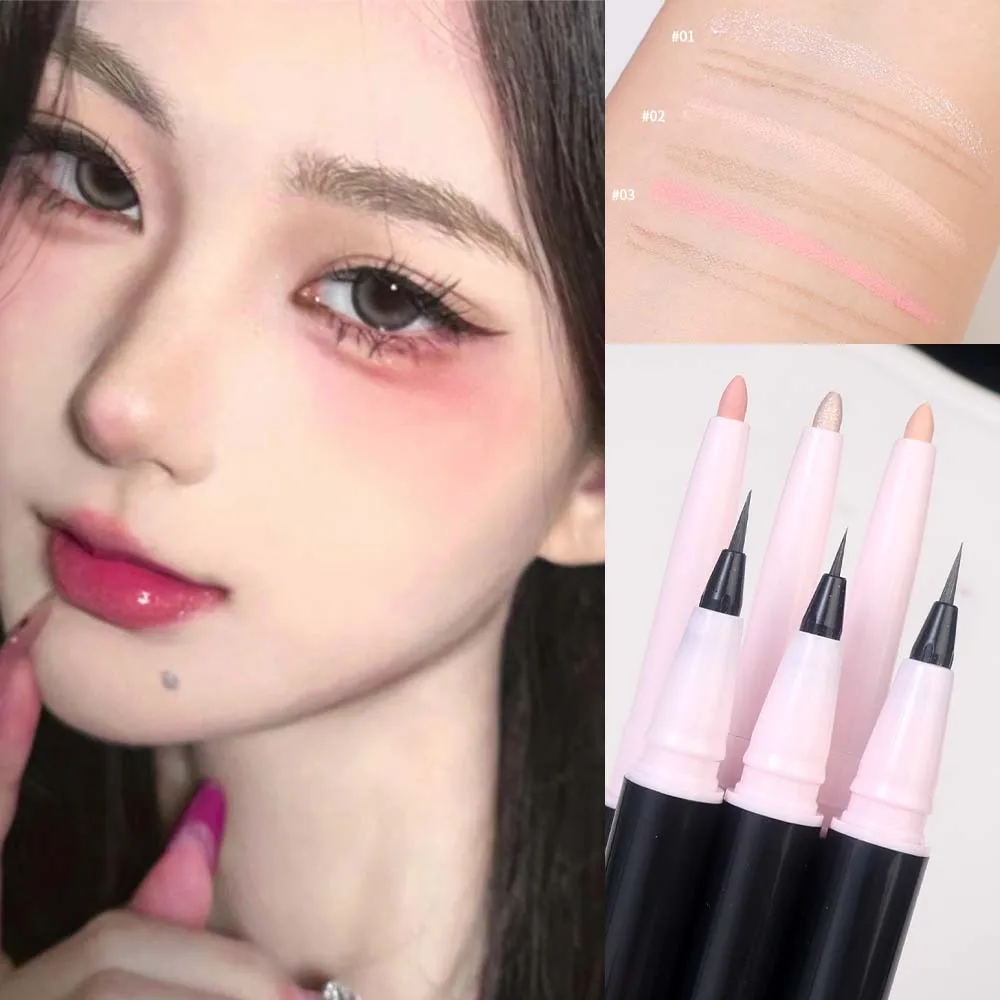 Double-end Glitter Eyeshadow Lying Silkworm Pen Waterproof Natural Eyelid Pencil Lasting Brightening Highlighter Korean Makeup eye shadow eyeshadow stick eye shadow stick glitter makeup accessories