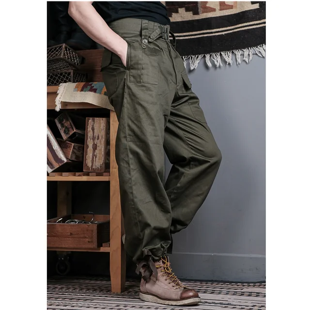 Gurkha Pants Men's Cotton Vintage Military Trousers Army Straight Workwear  Pants