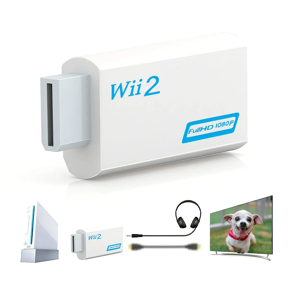 1 Full Hd 1080P Wii A Hdmi-Compatibile Adattatore Convertitore Wii2Hdmi-Compatible Convertitore 3.5Mm Audio Per Pc Display Monitor Hdtv