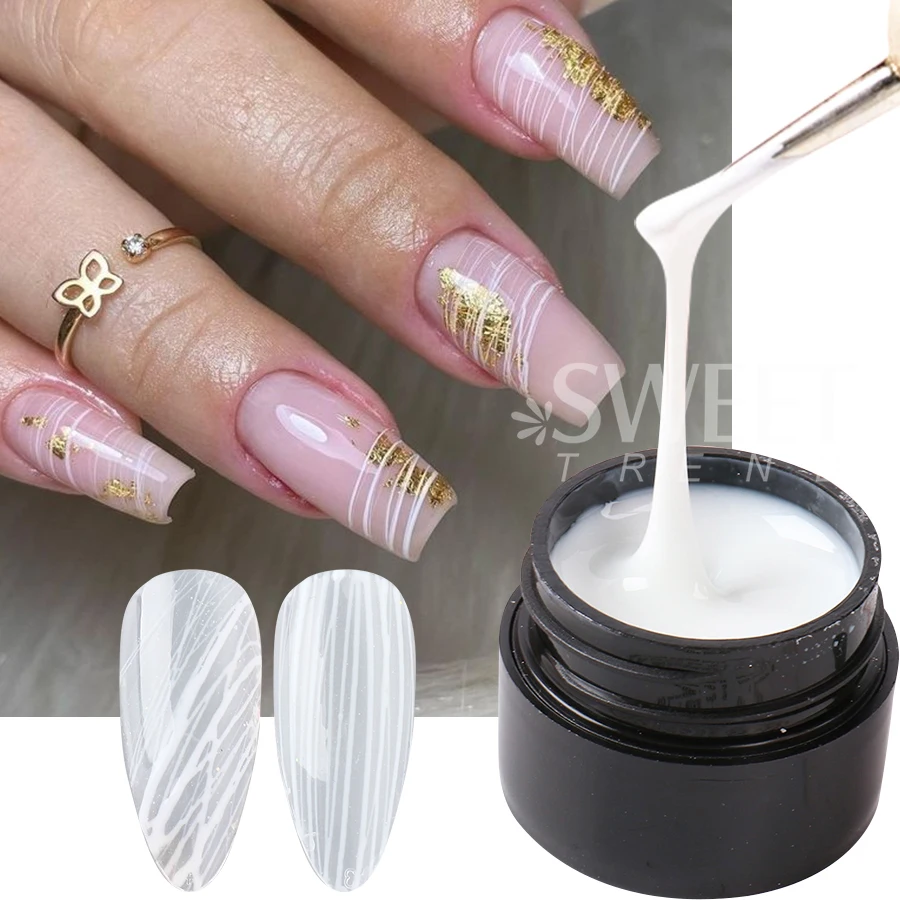 6pcs Black White Spider Nails Drawing Gel Creative Painting Wire Web Liner Semi Permanent UV Silk Varnish Manicure Polish Decor