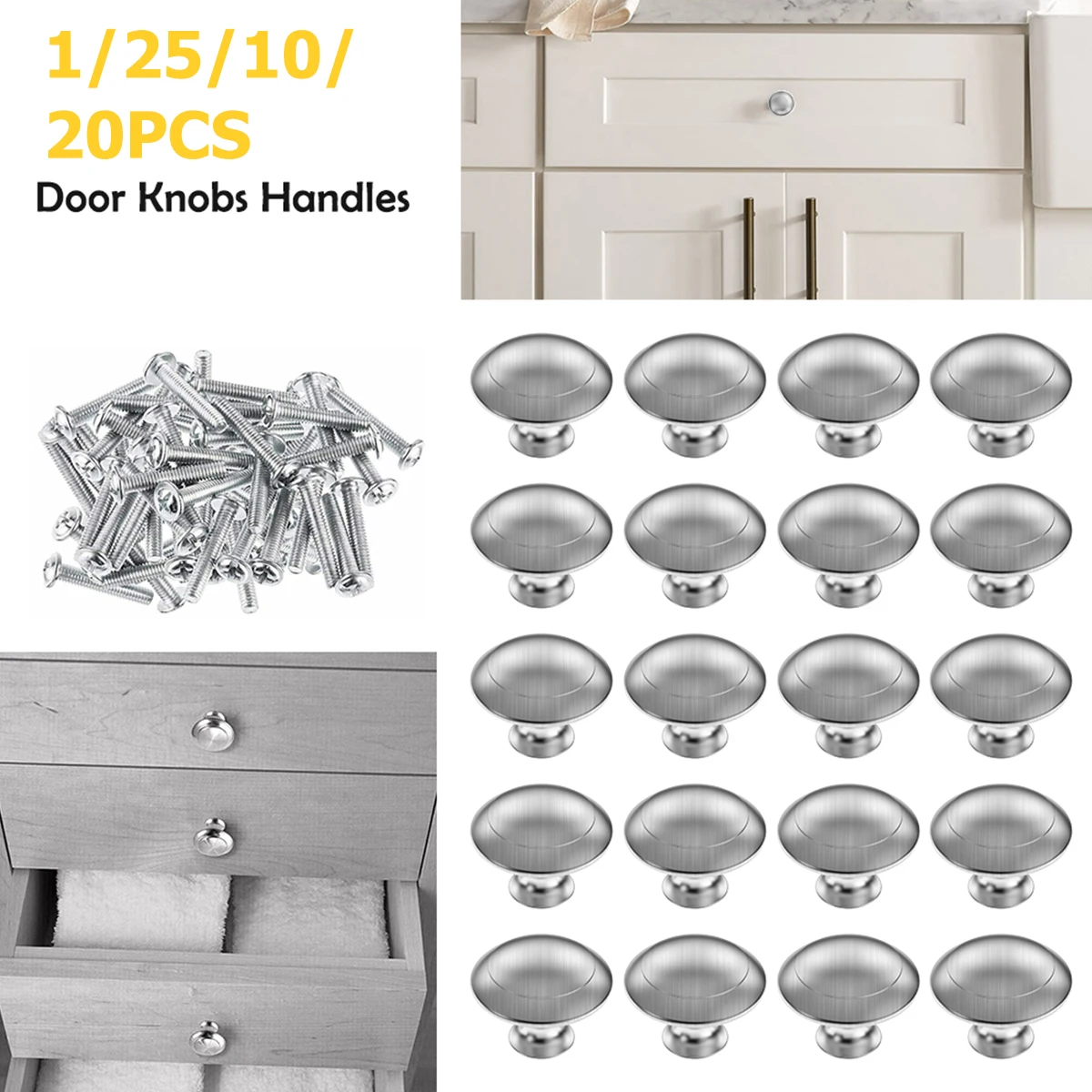 Stainless Steel Kitchen Cabinet Handles Round Drawer Knobs