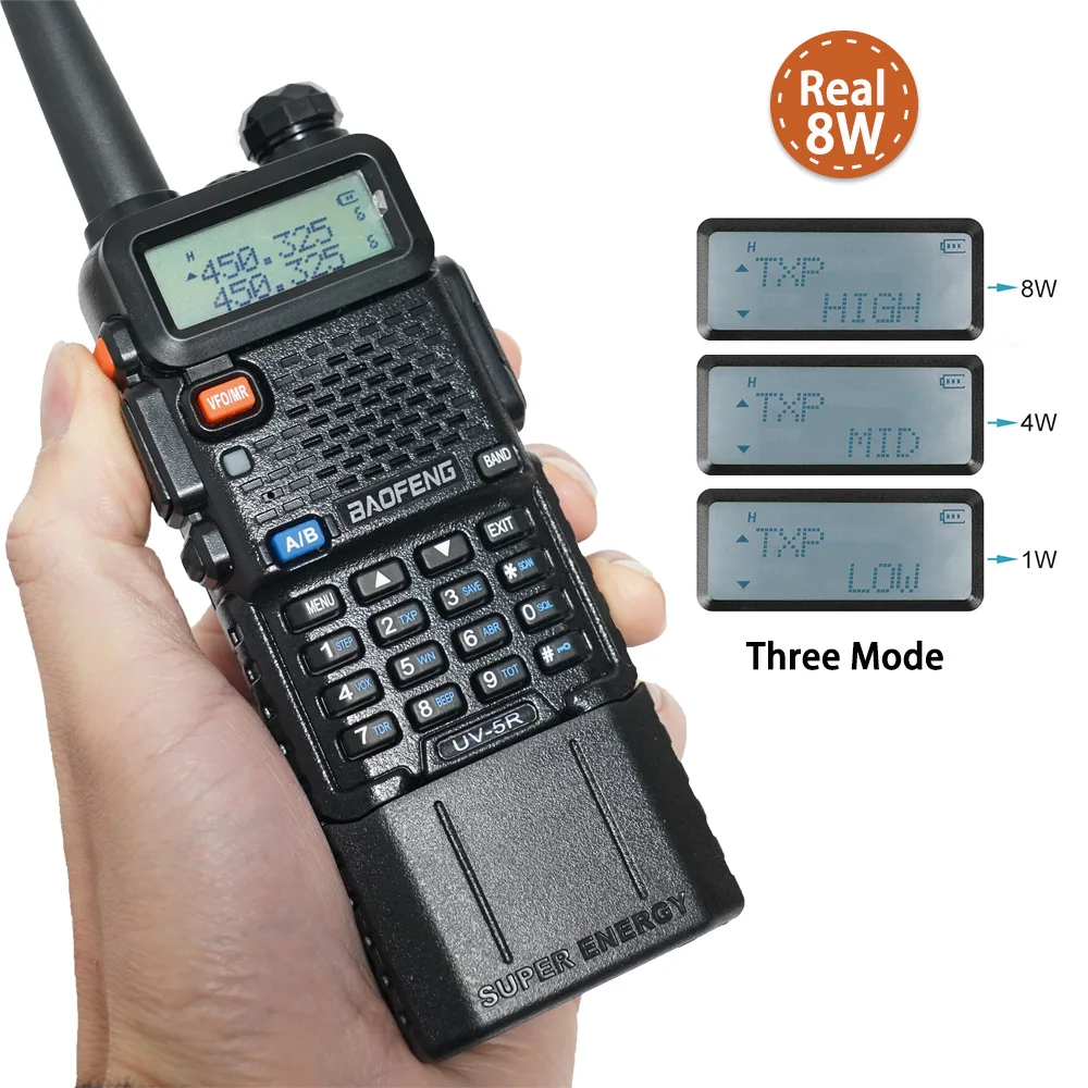 BAOFENG Walkie Talkie UV-5R Upgraded Version Enlarge Battery Real 3800mAh Support Type-C Charging UV5R Two Way Radios Original