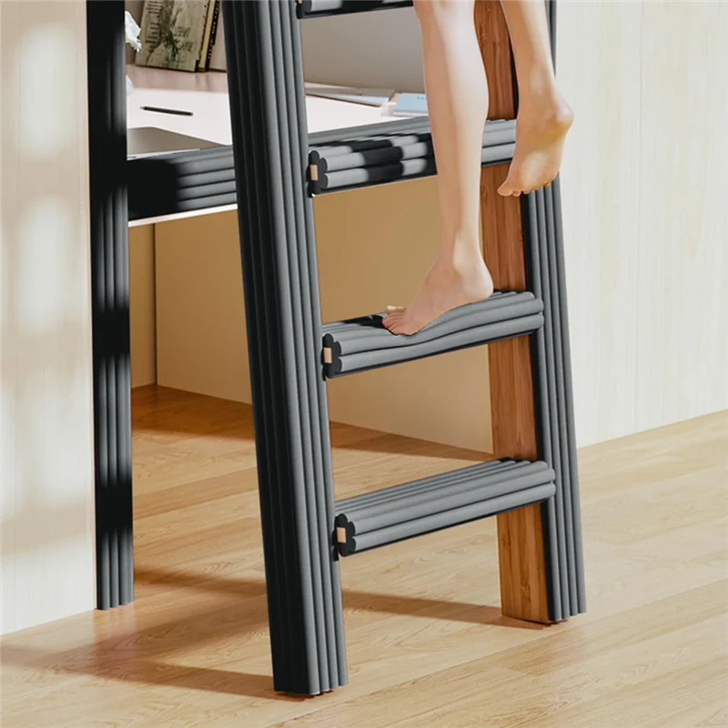 Cuscinetti Antiscivolo Per Scale Letto A Castello - 5 Pezzi Con 10 Cinghie, Imbottiti In Schiuma, Nero