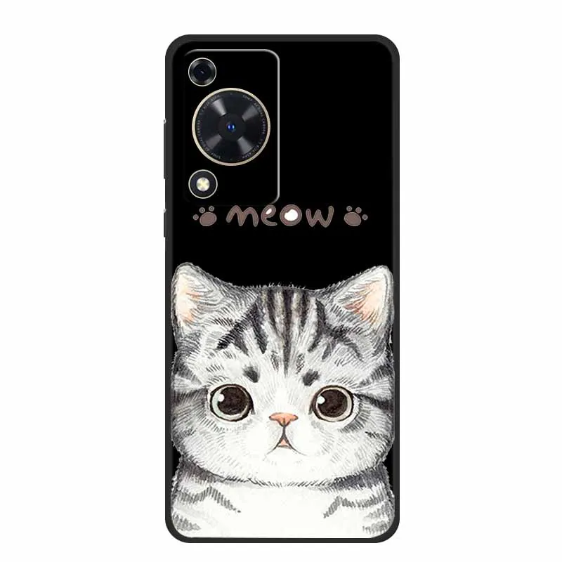 Black Silicone Soft Phone Case with Cartoon Design