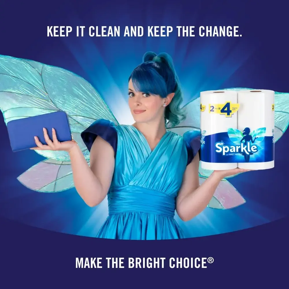 Sparkle Tear-A-Square Paper Towels 12 Triple Rolls White Customizable Sheet Size Paper Towel 2 Ply Thirst Pockets Everyday Mess