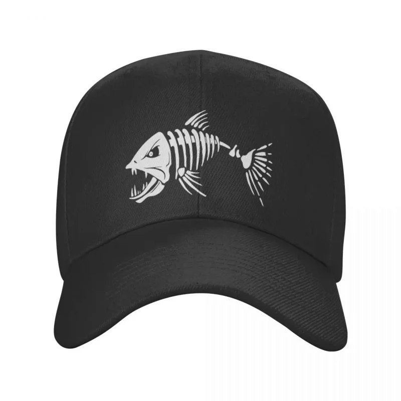 

Custom Fish Bone Fishing Skeleton Baseball Cap Women Men Adjustable Dad Hat Streetwear Snapback Hats