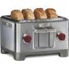 Wolf Gourmet 4-Slice Extra-Wide Slot Toaster with Shade Selector, Bagel and Defrost Settings, Red Knob, Stainless Stee 1