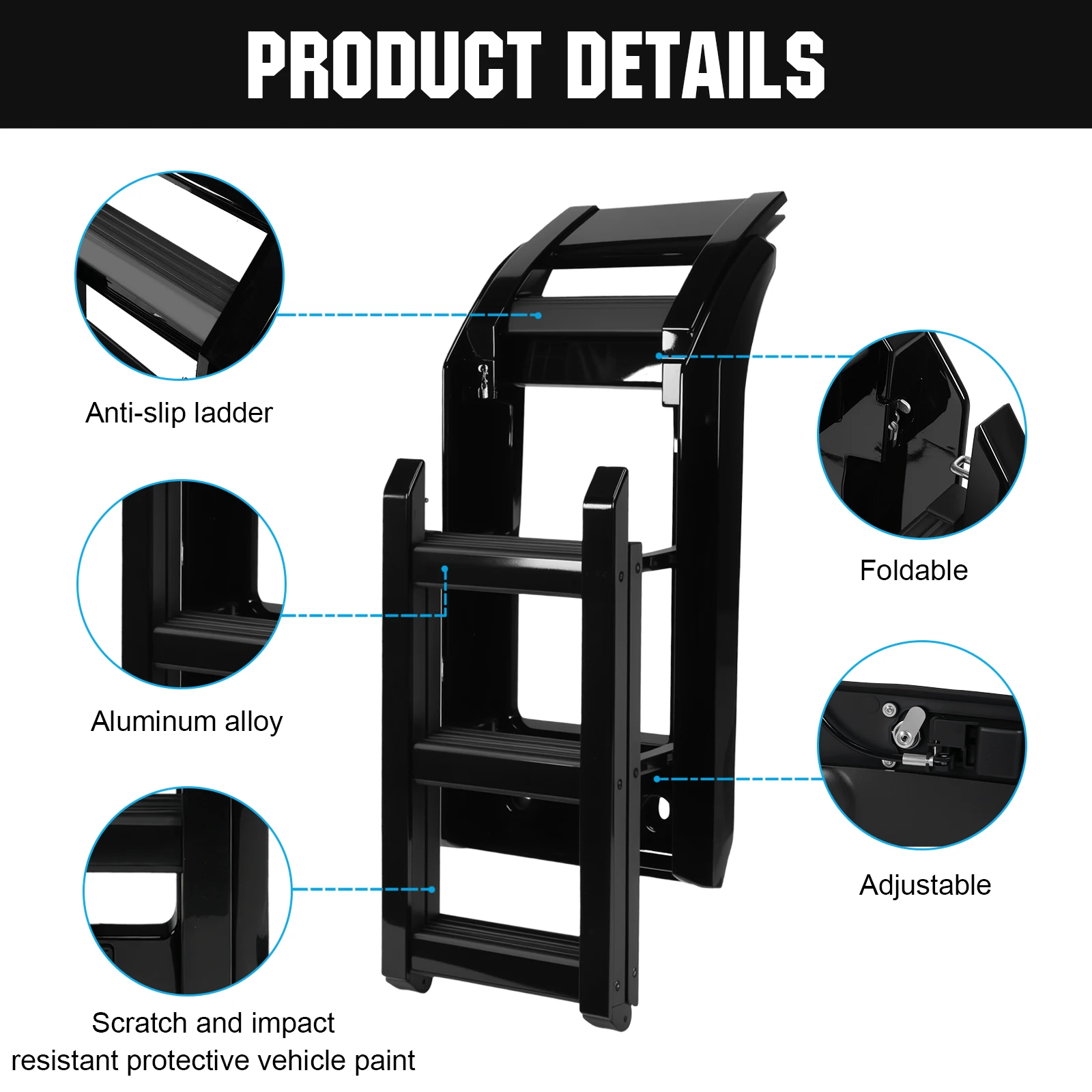 Car Side Roof Rack Side Accessory Ladder Aluminum Alloy Roof Rack Side Ladder for Land Rover Defender 90/110/130 L663 2020-2024