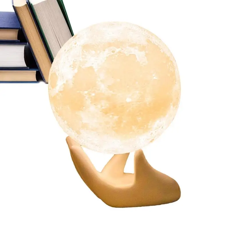 

Moon Night Light Soft Glowing Moon Nigh Light Ball With Ceramic Hand Lampholder Touch Sensor Table Lamp Bedroom Decoration