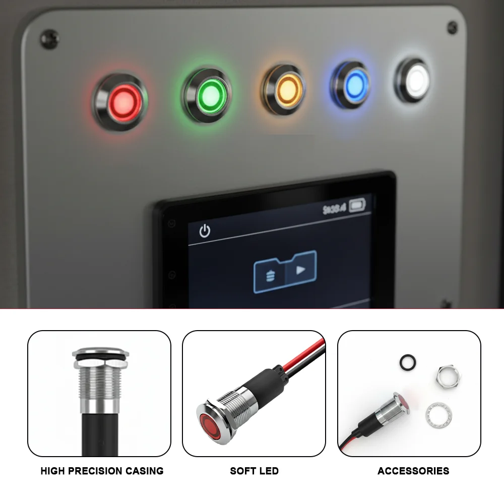 FILN 10/25PCS 12mm 금속 LED 표시등 IP67 방수 신호등 12v-24v 자동차, 해양, 전력 장비 박스용