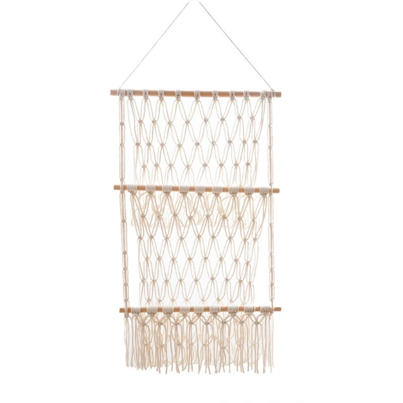 

P82D Handwoven Cotton Rope Hanging Shelf Multifunction Container Household Decoration