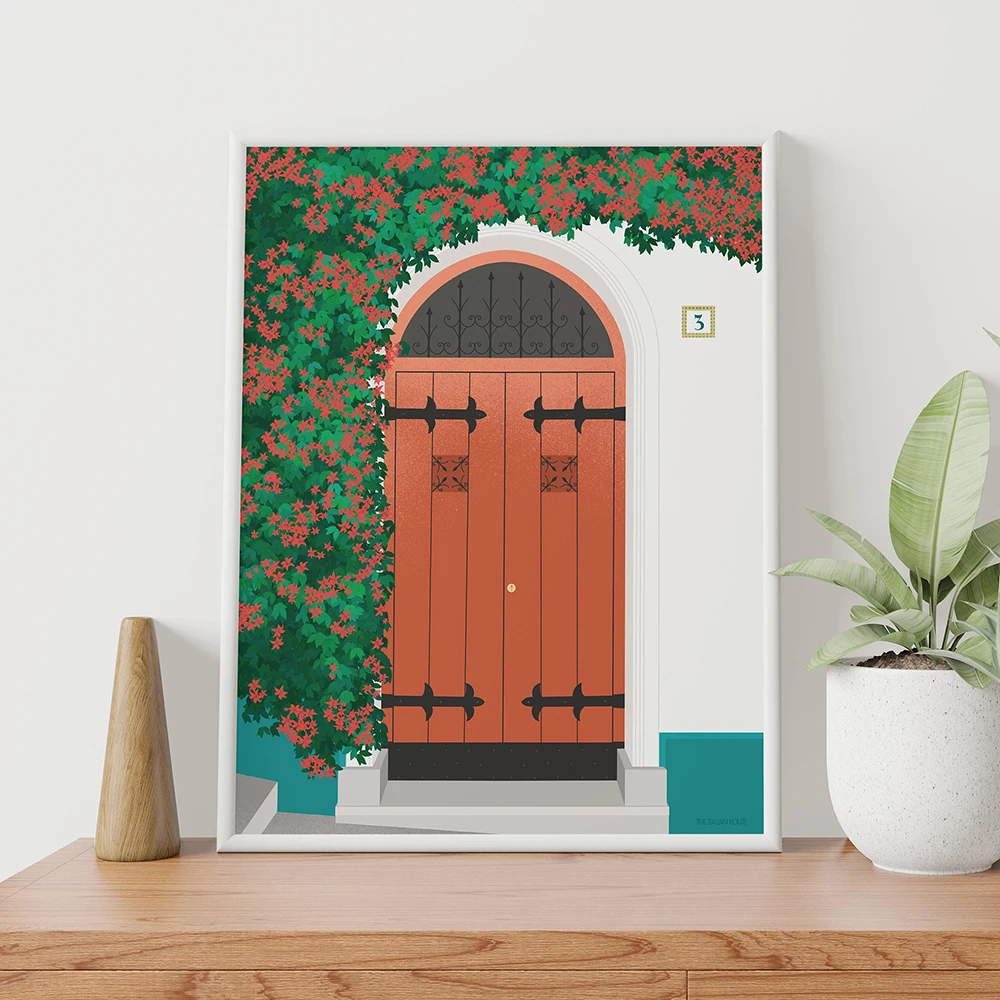 Wooden front door | Pastel art print | Fine art travel print Art Print