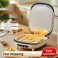 220V Crepe Maker Double-Sided Heating Pancake Maker Non-stick Cake Baking Machine Home Pancake Pan with Big Size and Depth 1