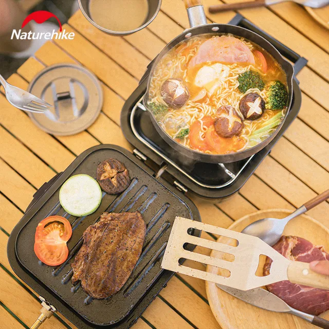 Naturehike Ultralight Gas Camping Tűzhely 2,5 Kg Két Égő Fej Összecsukható Piknik Bbq Nem Tapadós Serpenyő Hordozható Gáztűzhely Edények - Image 4