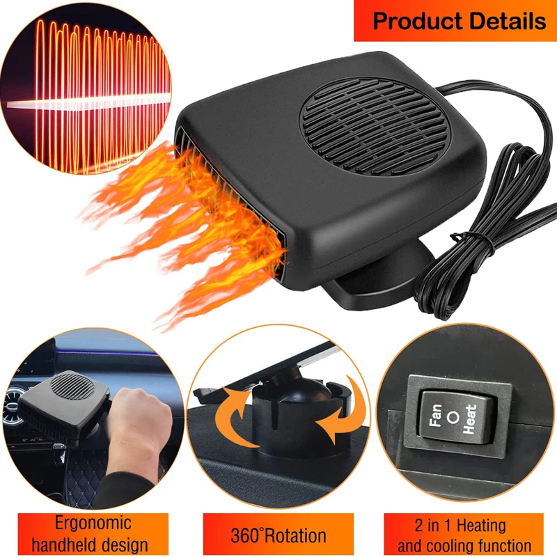 Car Defroster Heater Cooler 12V/24V 200W Portable Vehicle Heating