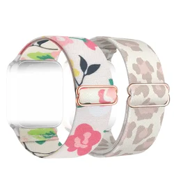 2 - Pack Vibrant Floral Print Stretchy Band, Breathable Nylon Strap with Stainless Steel Slide Buckle - 44 45 46 49mm S3 2 1 (Style 5)