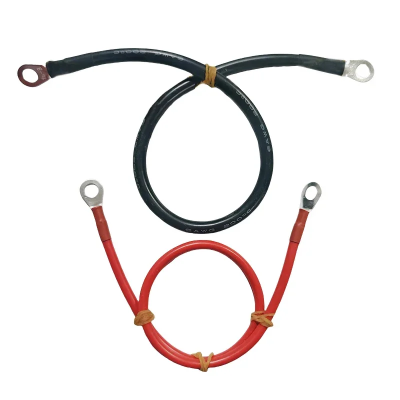 Heavy-Duty Battery Inverter Cable Set with Copper Terminals for Solar Power Connection