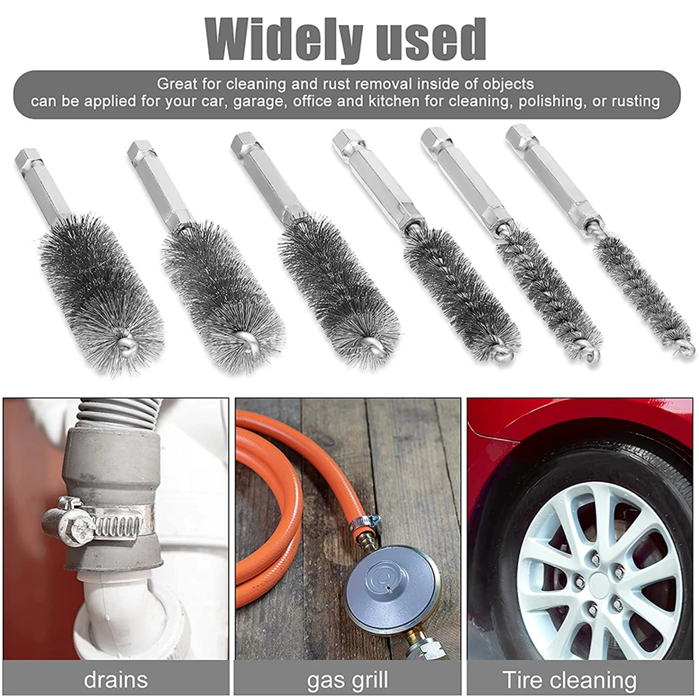 Wire Tube Machinery Cleaning Brush Paint Remover Rust Cleaner Metal Handle Chimney Washing Polishing Tools 8/10/12/15/17/19mm