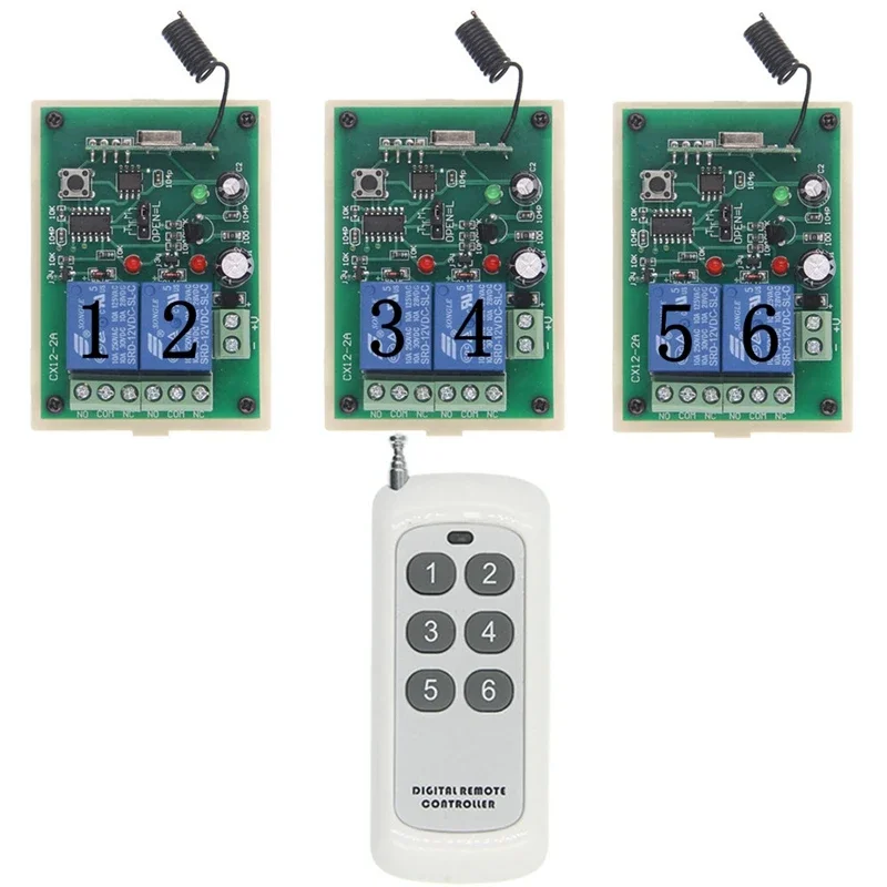 

GERMA 433MHz Controller DC 12V 24V 1 Control Multiple Sets Of 2CH RF Wireless Remote Control Motor Lamp Horn Switchgear