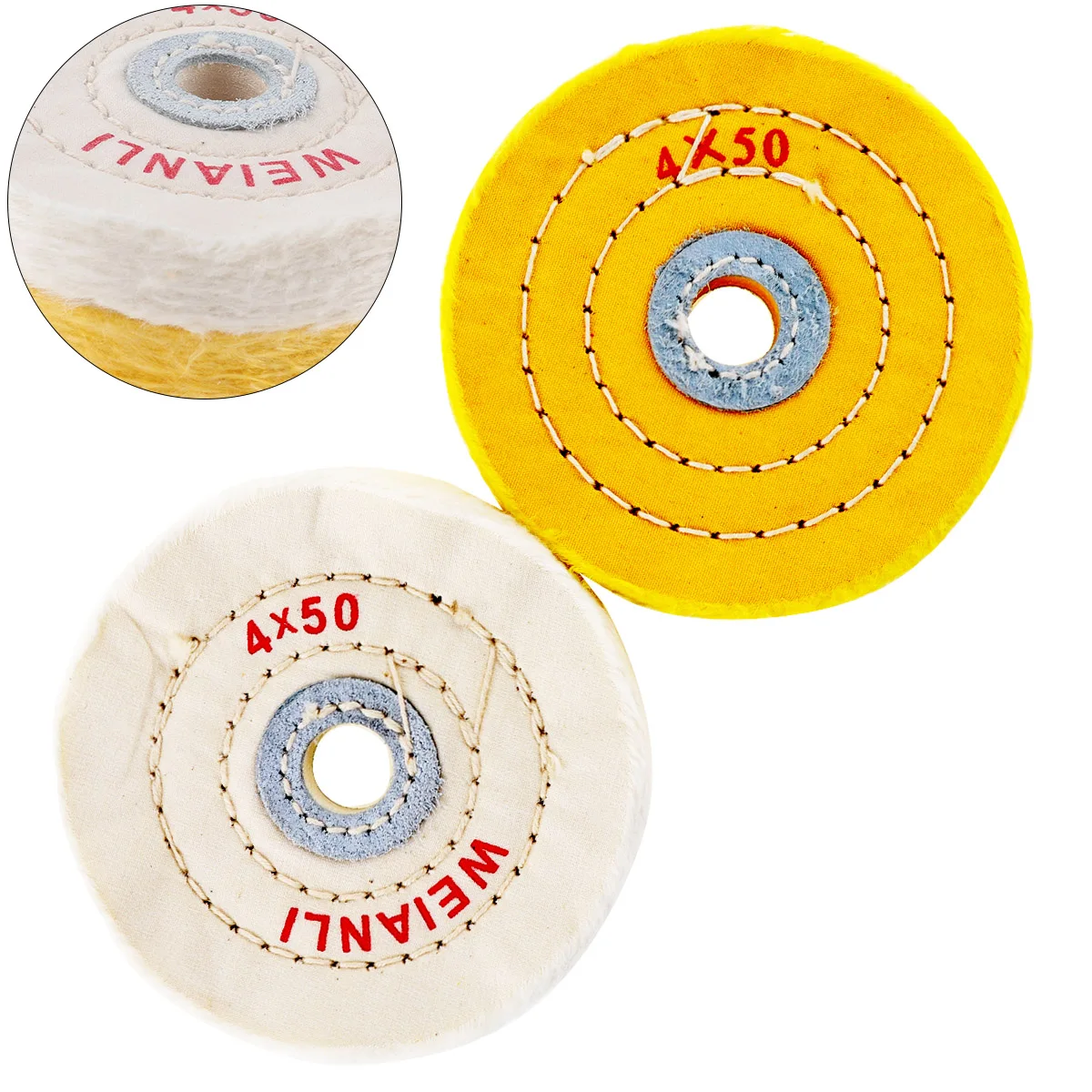 

2pcs/set 4 Inch Cloth Buffing Polishing Wheel with 16mm Hole Diameter and Flannelette Material for Table Type Grinding Machine