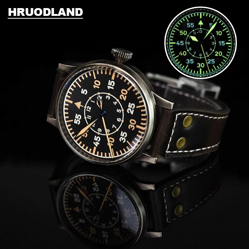 

Hruodland Retro Pilot Watch 42mm PT5000/SW200 Stainless Steel Mechanical Watch Sapphire Lumminous 10ATM Men Classic Wristwatch