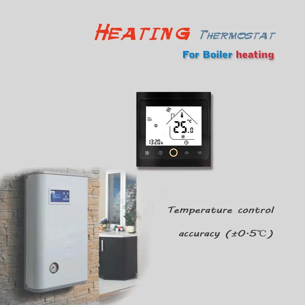 

Dry contact switch boiler temperature controller 220V 24V programming temperature regulator Works with Alexa Google Home Yandex