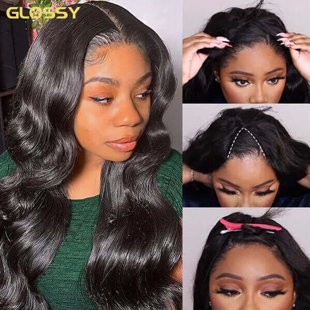 

30 34 Inch Body Wave V U Part Wig Human Hair No Leave Out Glueless Hair Wigs for Black Women Water Wave Curly U V Part Wig
