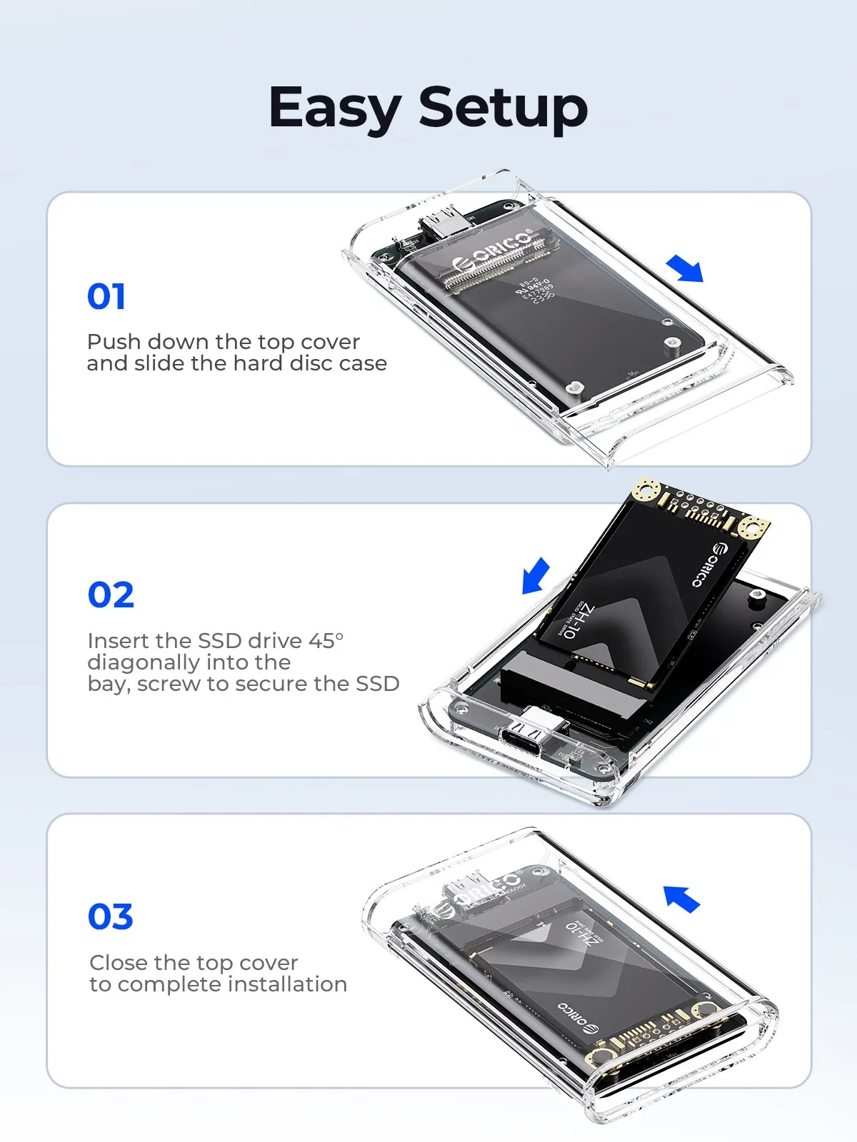 ORICO ̴ mSATA SSD ̽-USB 3.2 Gen1 SSD Ŭ ,   , mSATA NGFF SSD Ｚ, 5Gbps
