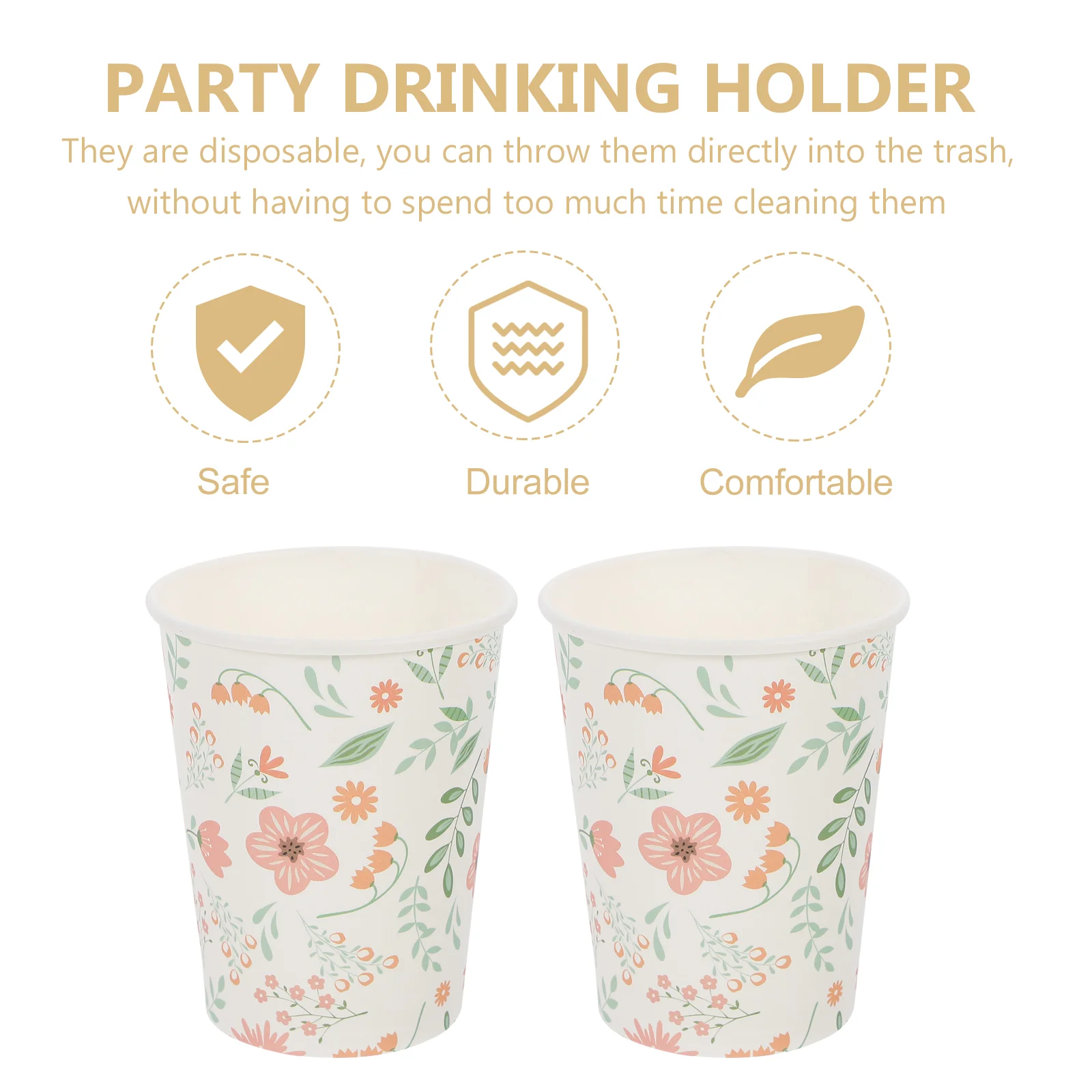 32 Pcs Disposable Cups Paper Cup Party Drinking Cups Supplies Water Glasses Floral Coffee Mugs For Celebration