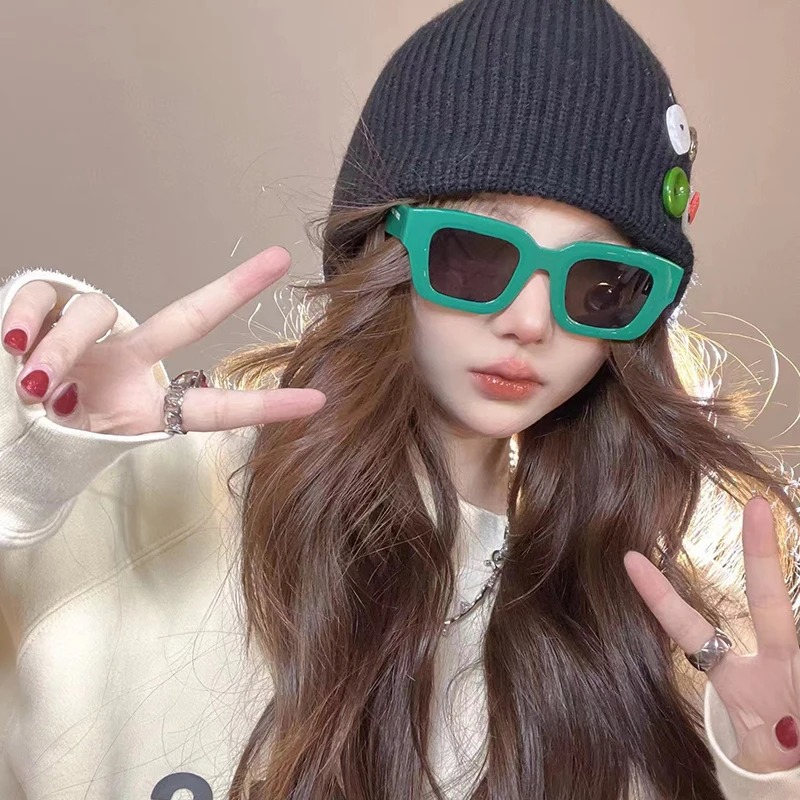 2023 힙합 스타일 녹색 선글라스, 여성 모양, 하이 스트리트 아세테이트 태양 안경, 우아한 디자인, 신상