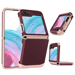 Hinge Integrated Protective Plastic Phone Case - Hard Shell Cover - Samsung Galaxy Z Flip 5 (Burgundy)