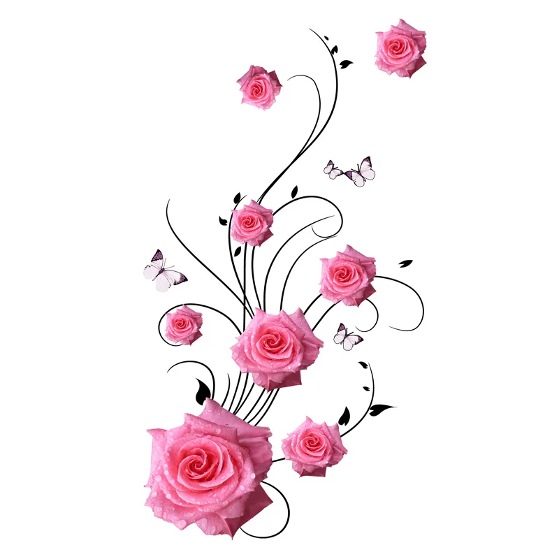 M488 Butterfly Rose Bedroom Living Room Decoration Wall Stickers Waterproof Self-Adhesive Toilet Stickers