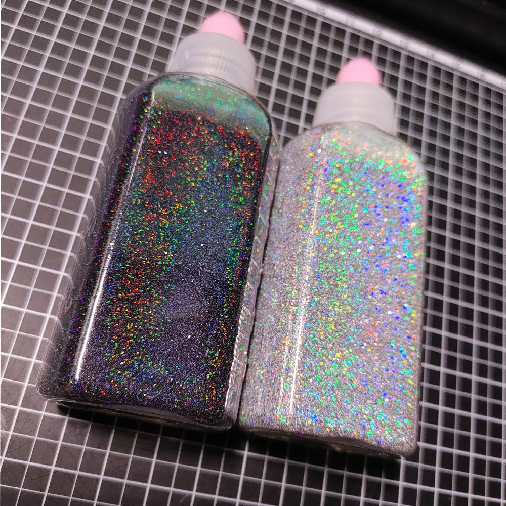 Laser Silver Holographic Chrome Nail Powder - Extra-Fine Glitter for Mirror Effect Nail Art, 50g