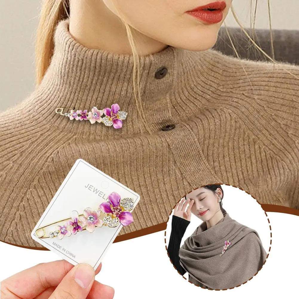 Versatile Shawl Flower Brooch Fashion Elegant Shiny Pin Crystal Dress Shawl Lapel Scarf Fastener Jewelry Cloak Accessory Cl B5T0 qiongfu exquisite crystal flower brooch all match elegant high end garment accessory zircon brooch scarf buckle