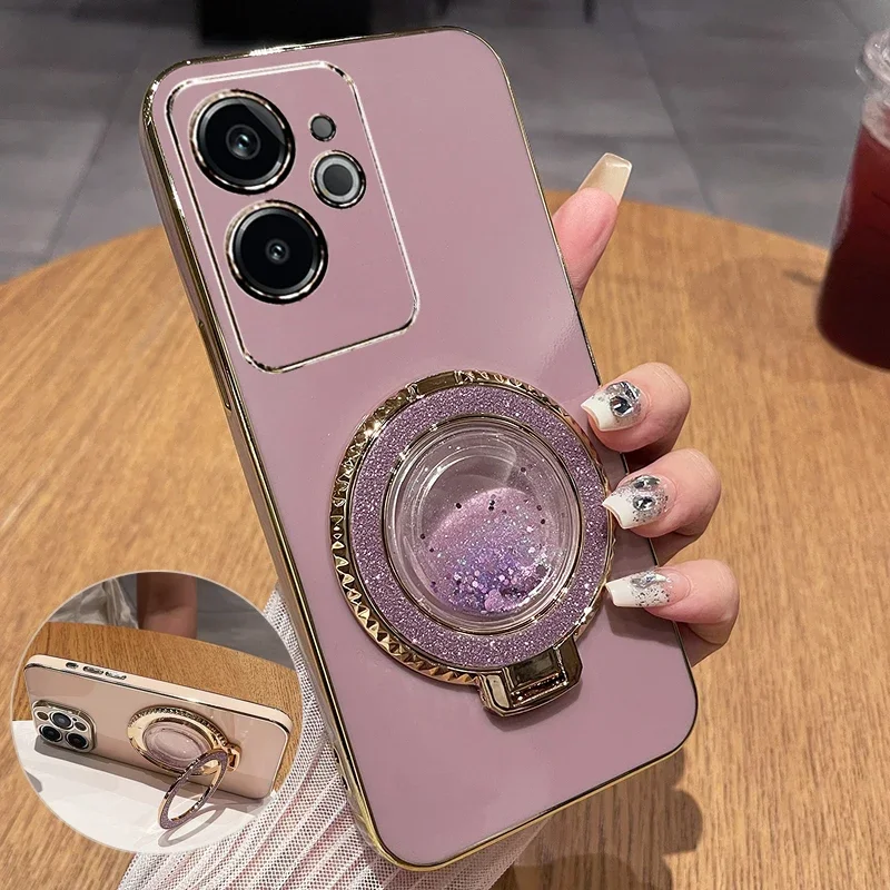 Plating Silicone Quicksand Stand Holder Case