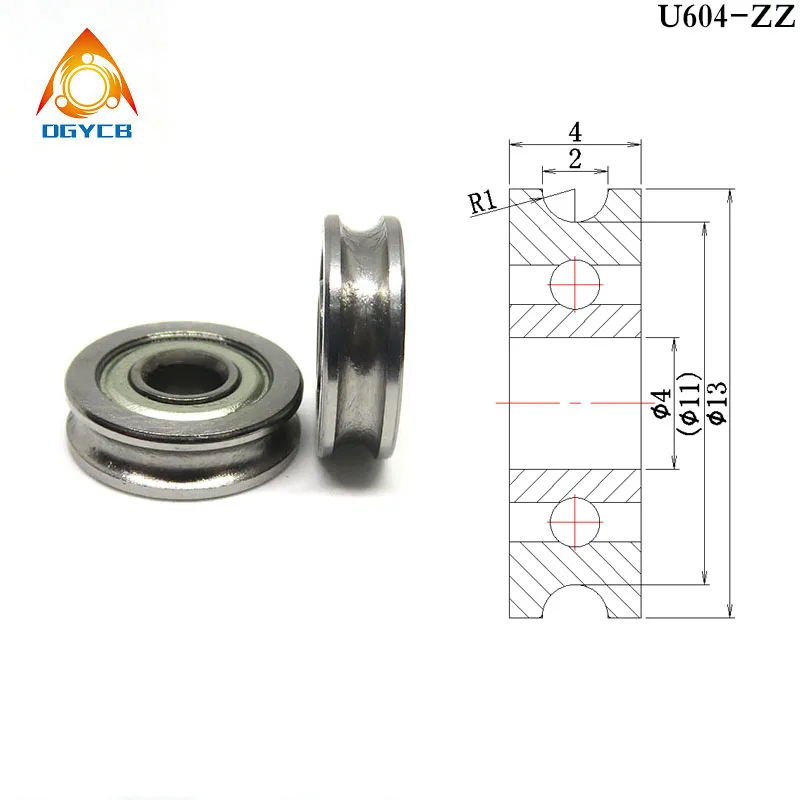 

1pcs U604ZZ 4x13x4 U Groove Ball Bearing Guide Pulley 4*13*4 3d Printer Parts Extruder Parts Idler Belt pulley Ball Rail Bearing