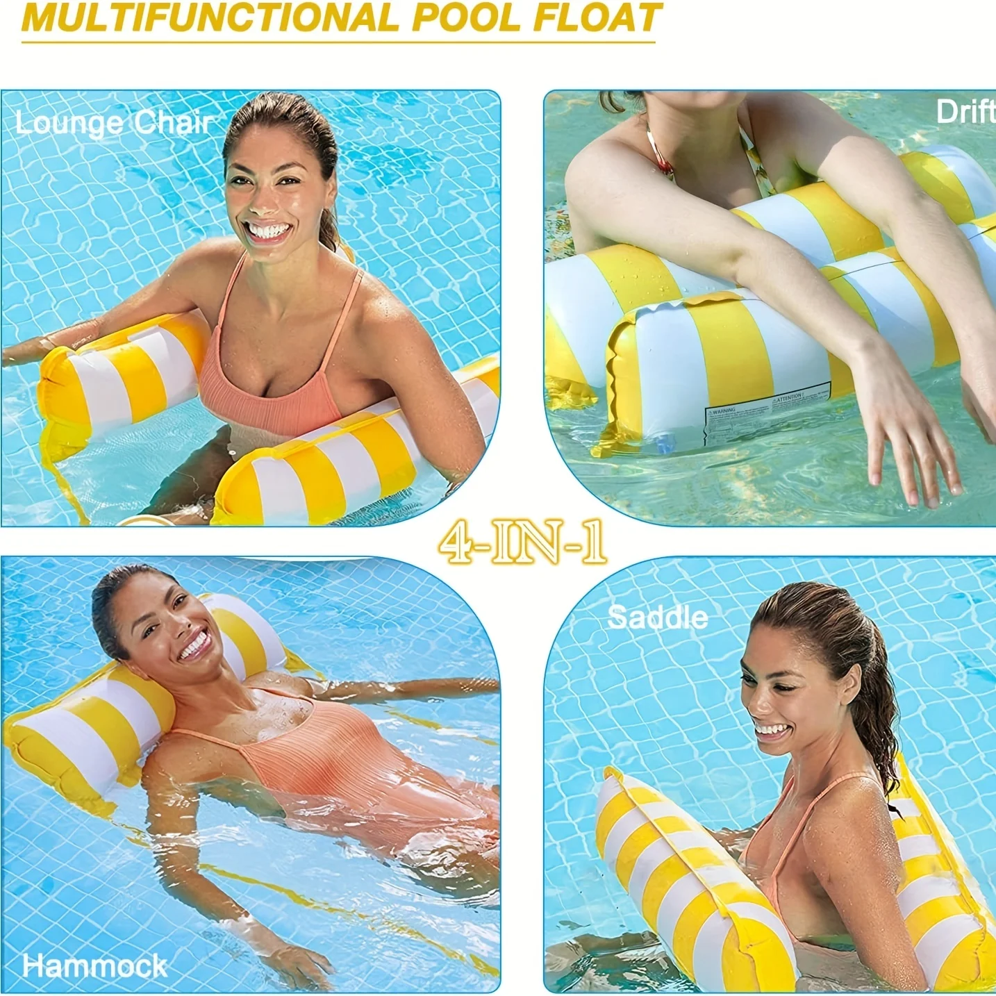 Inflatable Pool Floats Adult Water Hammock Pool Air Mattresses Bed 4in1 Pool Floaties Toys for Adults Swimming Pool Fun and Rest 2